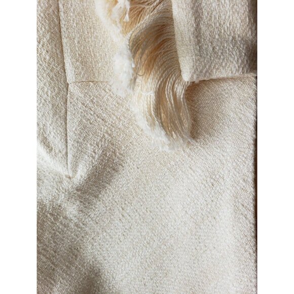 Derek Lam 10 Crosby Jacket Womens 2 Peplum Ivory Fringe Lapel Blazer Textured - Picture 10 of 10